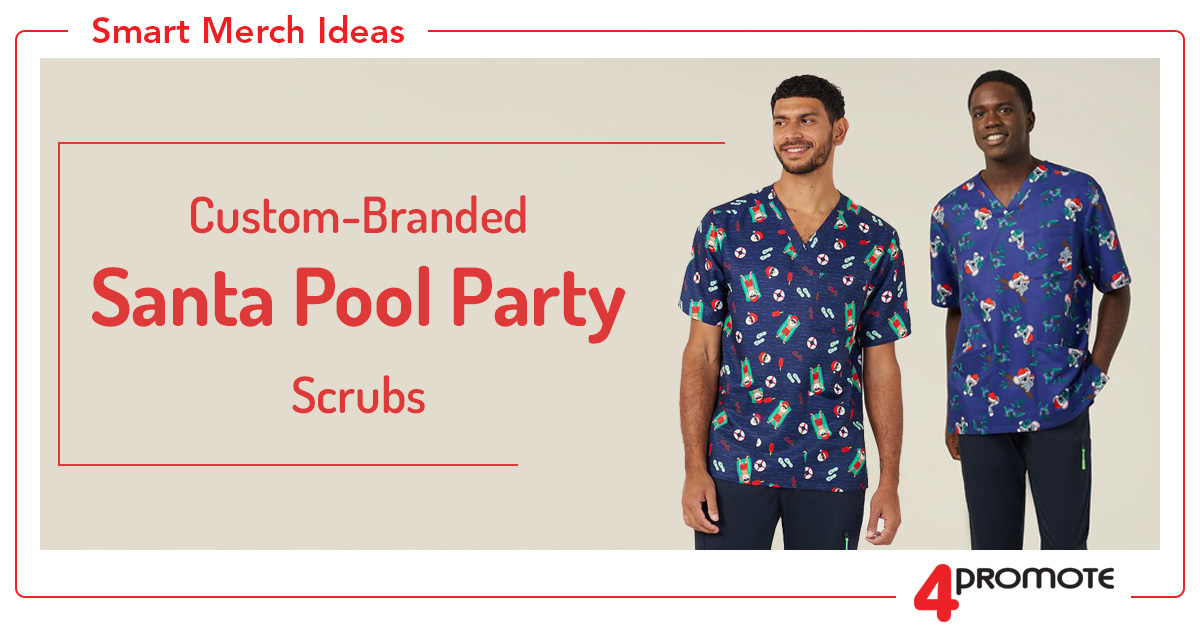 Custom Branded Santa Pool Party Scrubs