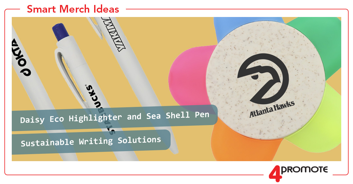 Custom Branded Eco Highlighter and Sea Shell Pen