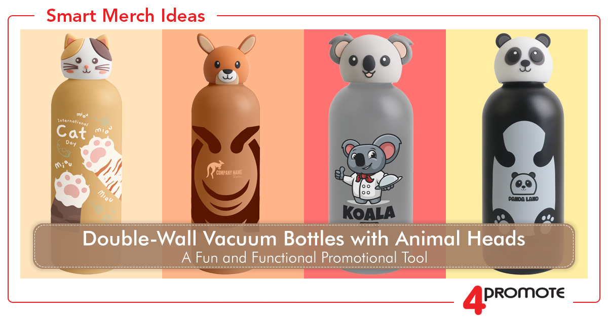 Custom Branded Double Wall Vacuum Bottle with Animal Head